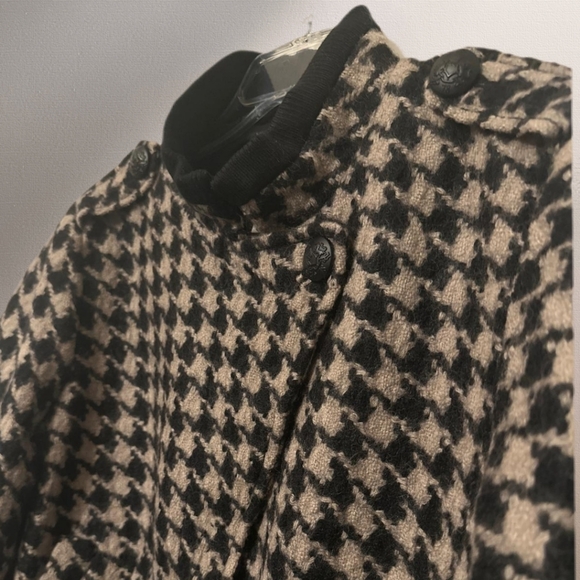 BANANA REPUBLIC Houndstooth Moto Jacket Wool Women Size XL Black Taupe - Picture 10 of 16